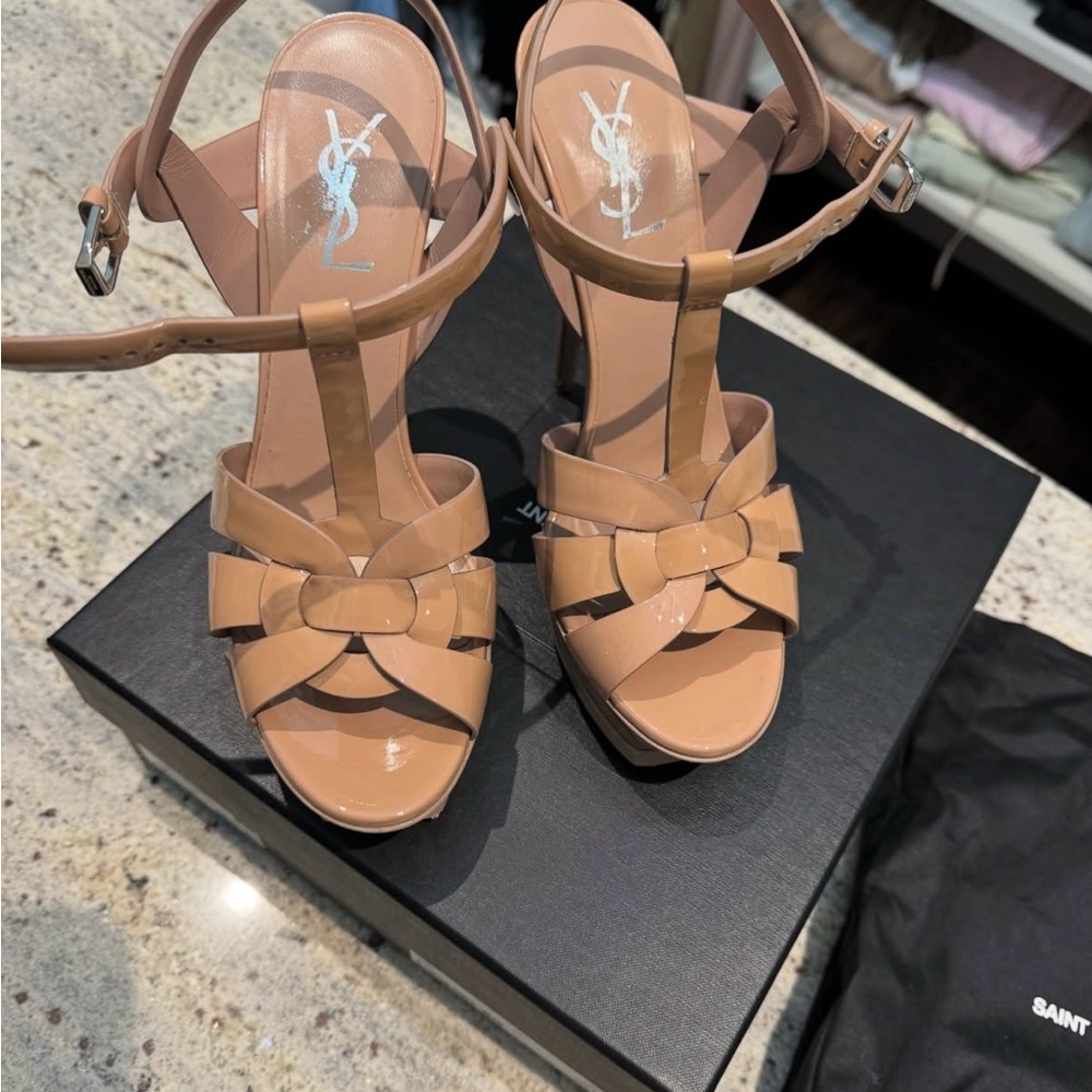 Saint Laurent Nude Heels with Bow Detail